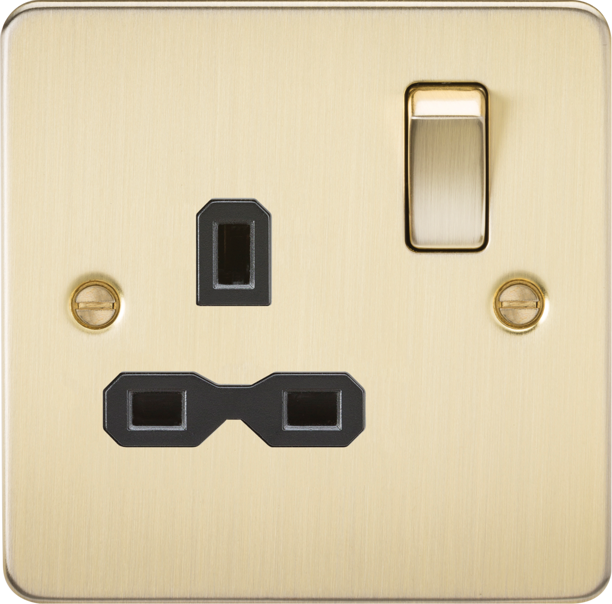 Knightsbridge FPR7000BB 1 Gang 13A DP Switched Socket Brushed Brass Black Insert