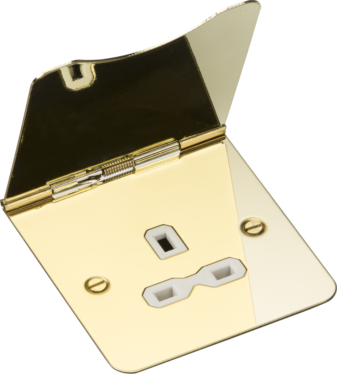 Knightsbridge FPR7UPBW 1 Gang 13A Unswitched Floor Socket Polished Brass White Insert