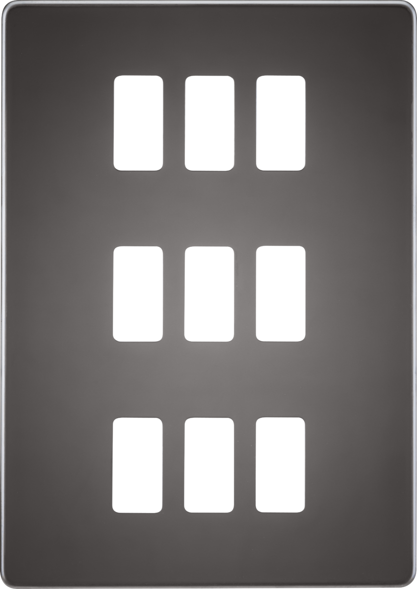 Knightsbridge GDSF009BN 9 Gang Grid Faceplate Black Nickel