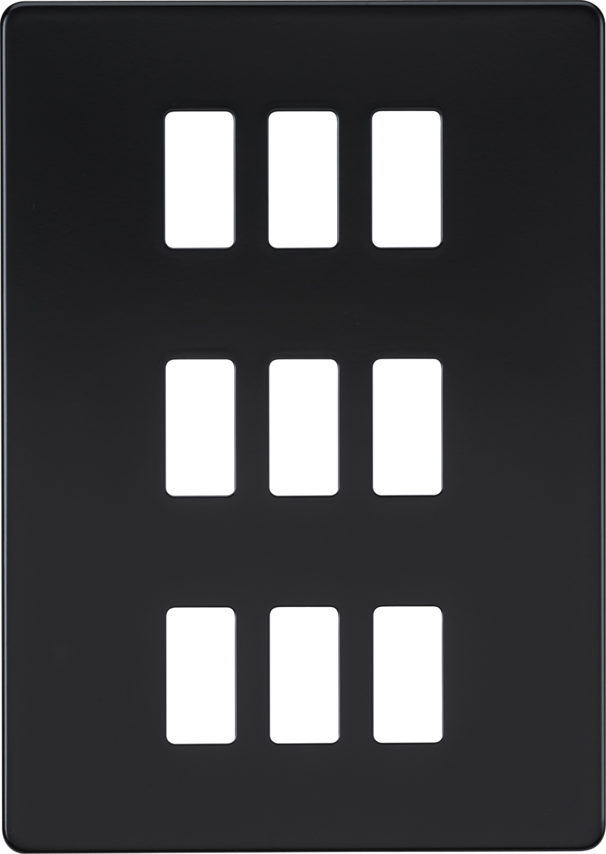 Knightsbridge GDSF009MB 9 Gang Grid Faceplate Matt Black