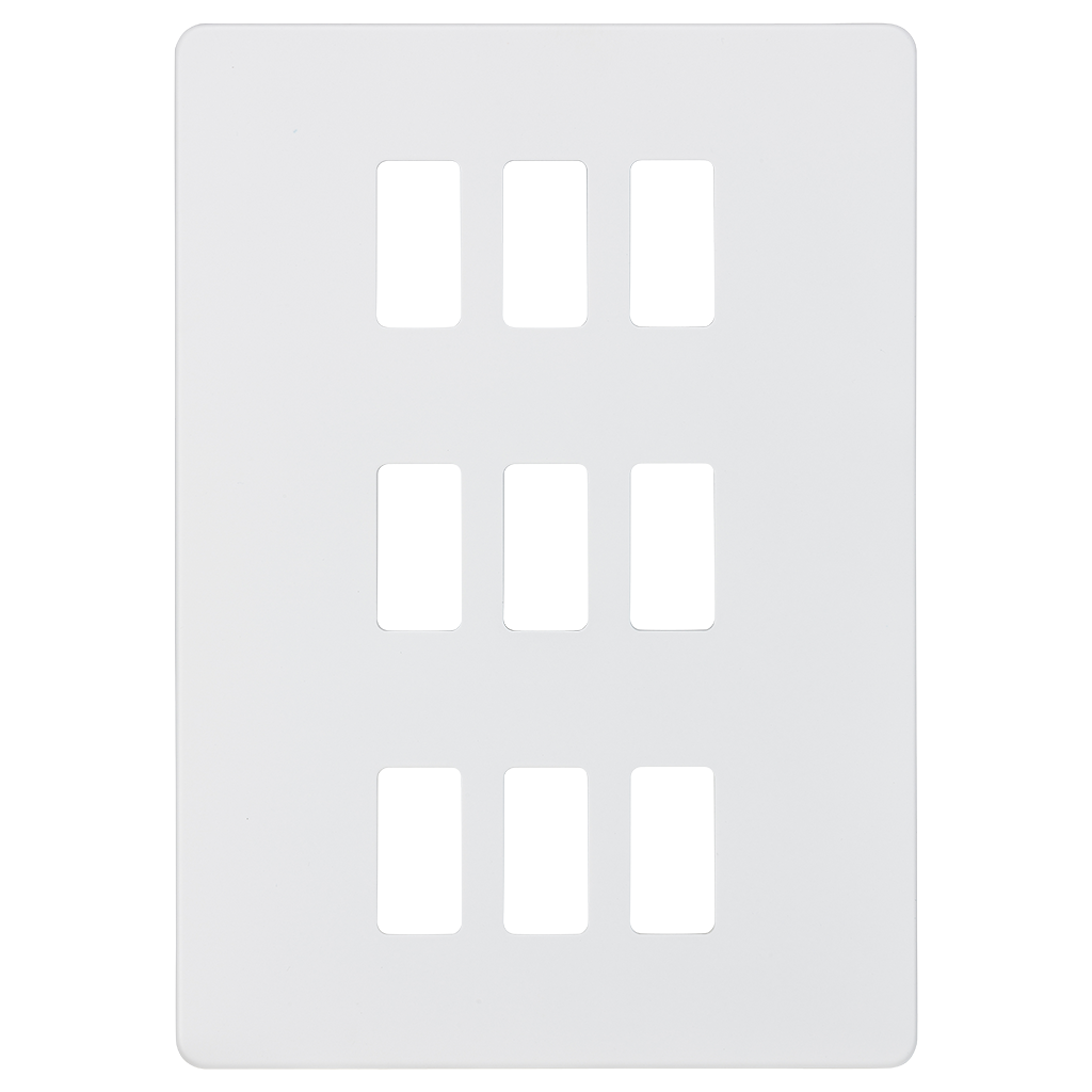 Knightsbridge GDSF009MW 9 Gang Grid Faceplate Matt White