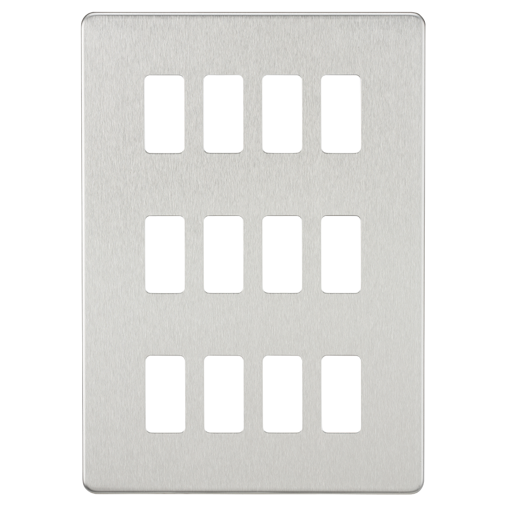 Knightsbridge GDSF012BC 12 Gang Grid Faceplate Brushed Chrome