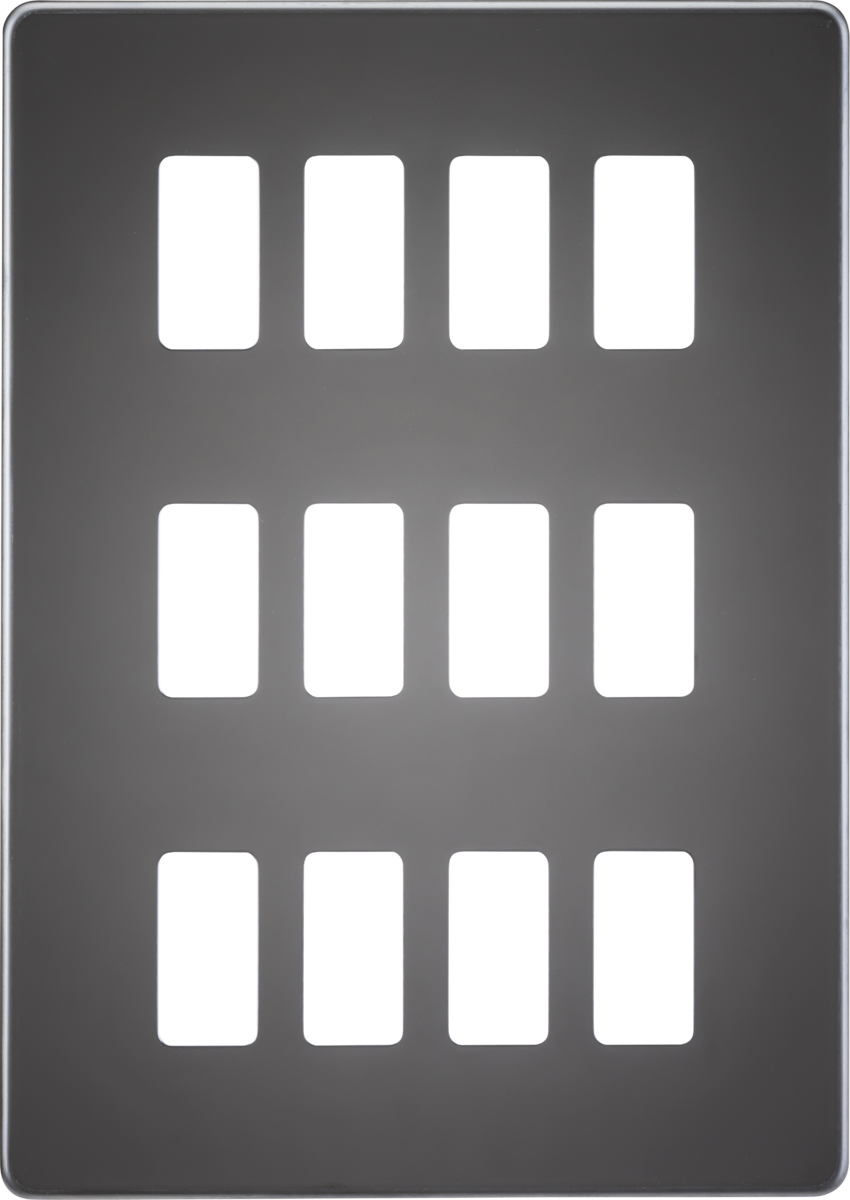 Knightsbridge GDSF012BN 12 Gang Grid Faceplate Black Nickel