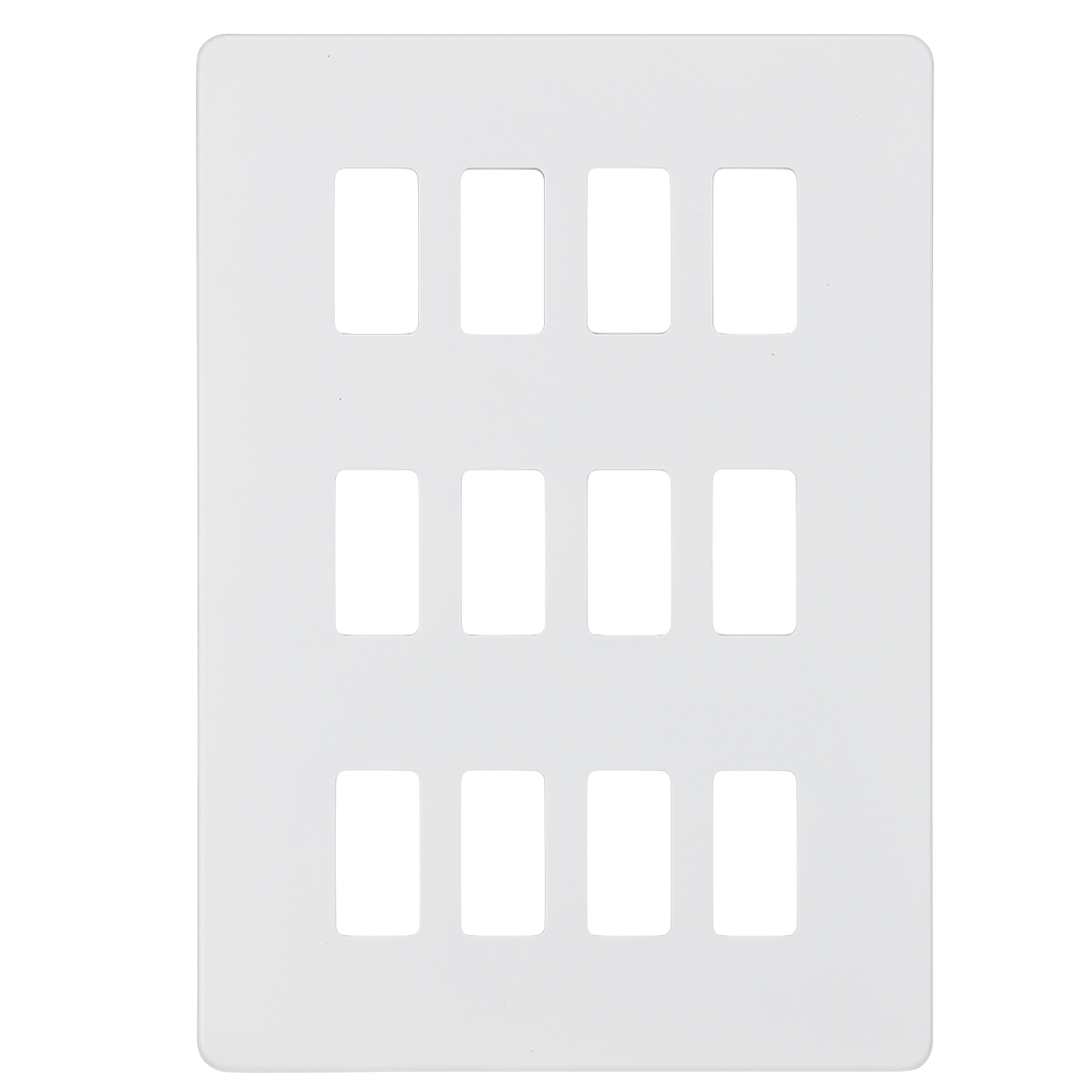 Knightsbridge GDSF012MW 12 Gang Grid Faceplate Matt White