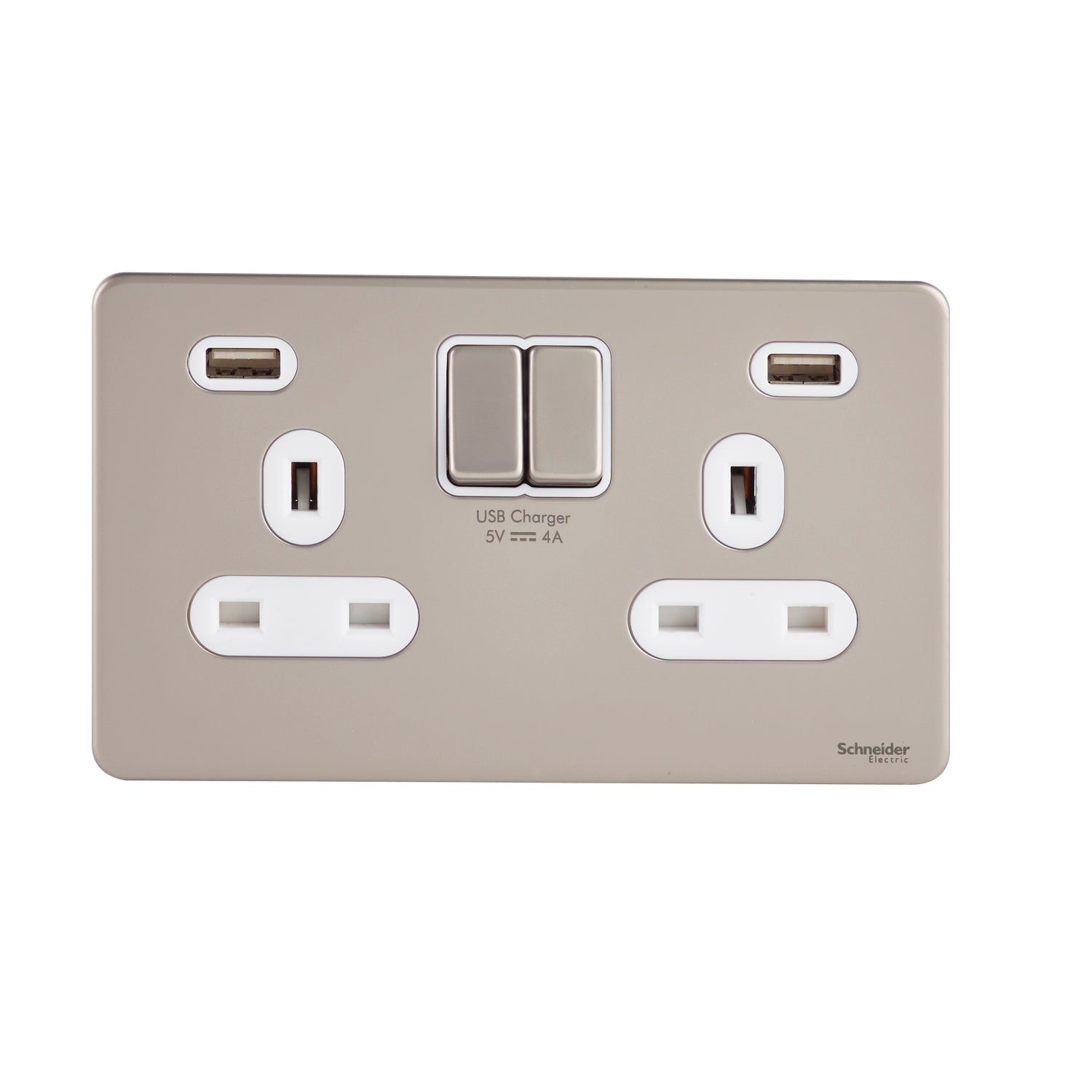 Schneider GGBGU3424DWPN 2 Gang Type A 4A USB Socket Pearl Nickel