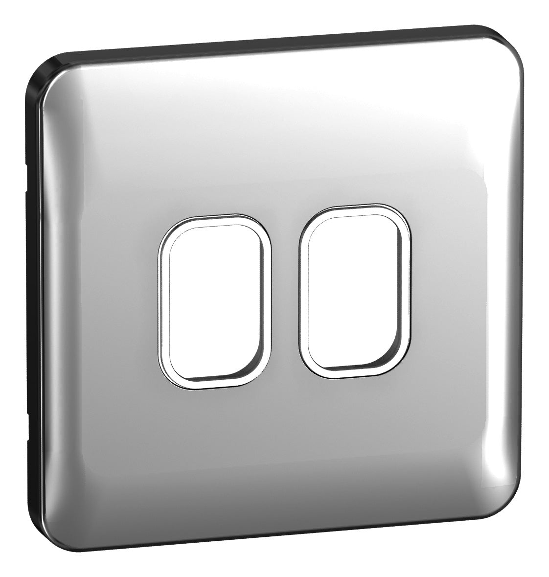 Schneider GGBL02GWPC 2 Gang Grid Faceplate Polished Chrome White Insert