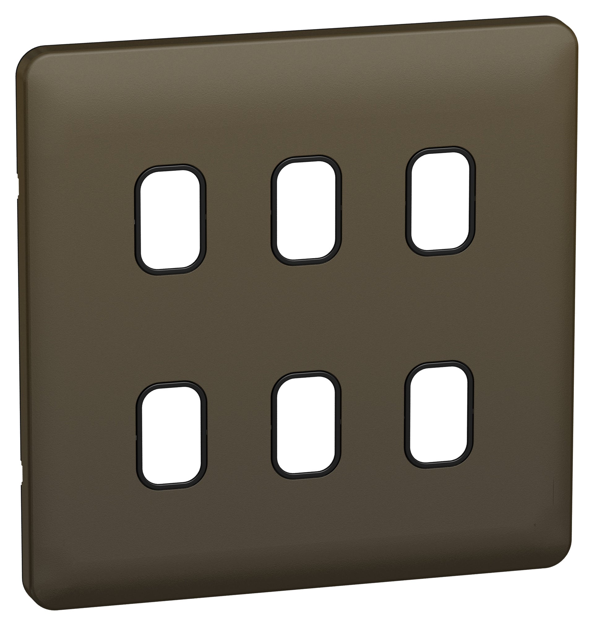 Schneider GGBL06GBMB 6 Gang Grid Faceplate Mocha Bronze Black Insert