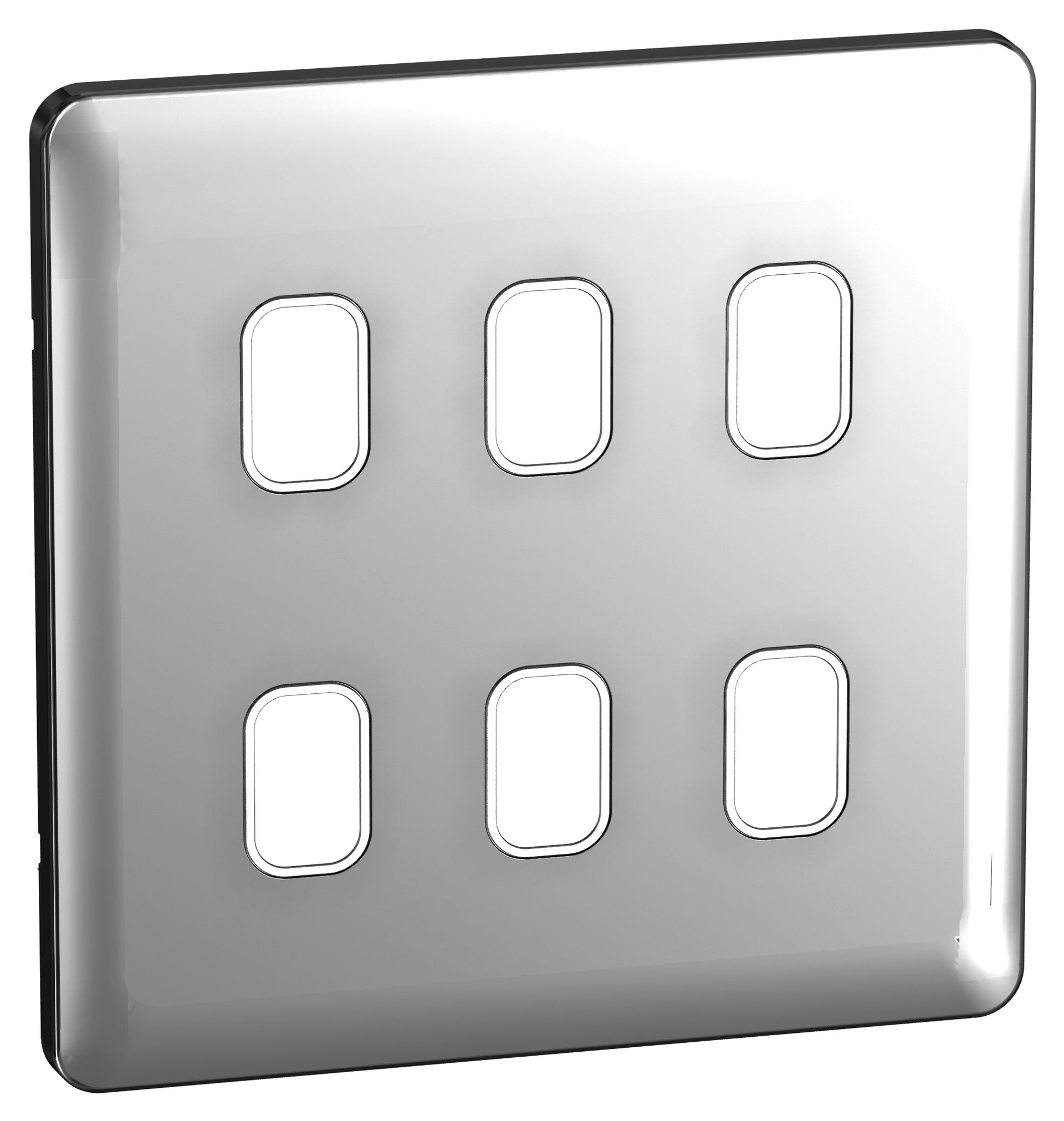 Schneider GGBL06GWPC 6 Gang Grid Faceplate Polished Chrome White Insert