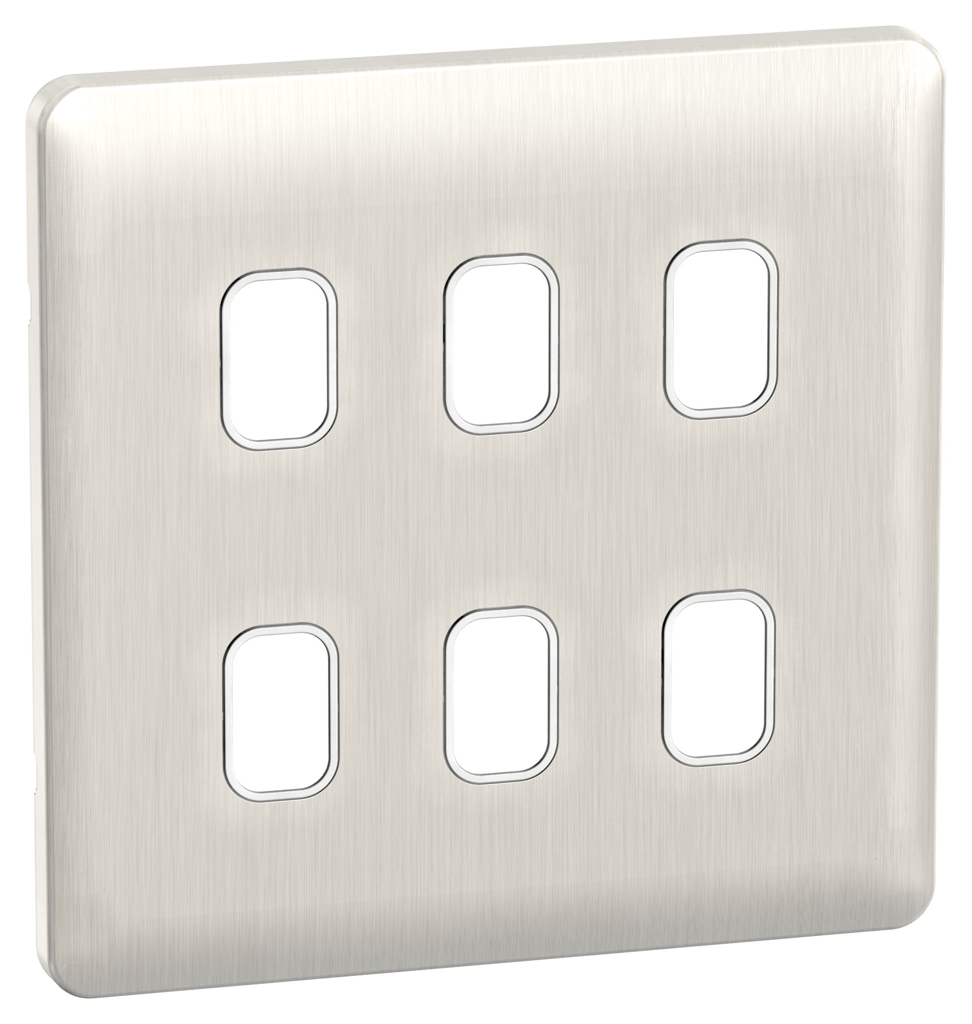 Schneider GGBL06GWSS 6 Gang Grid Faceplate Stainless Steel White Insert