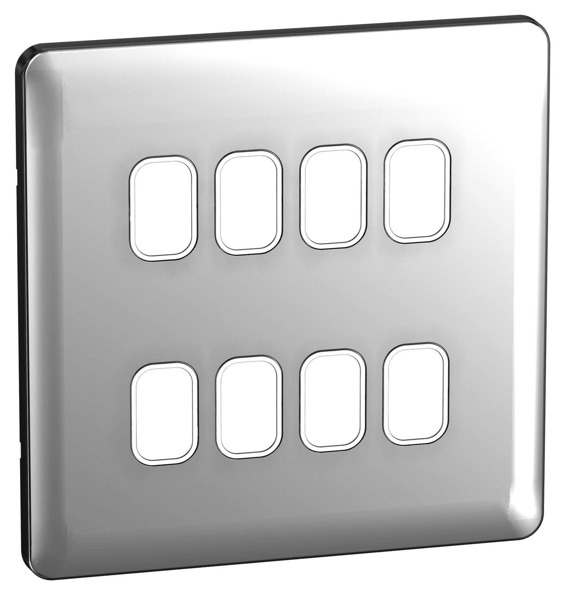 Schneider GGBL08GWPC 8 Gang Grid Faceplate Polished Chrome White Insert