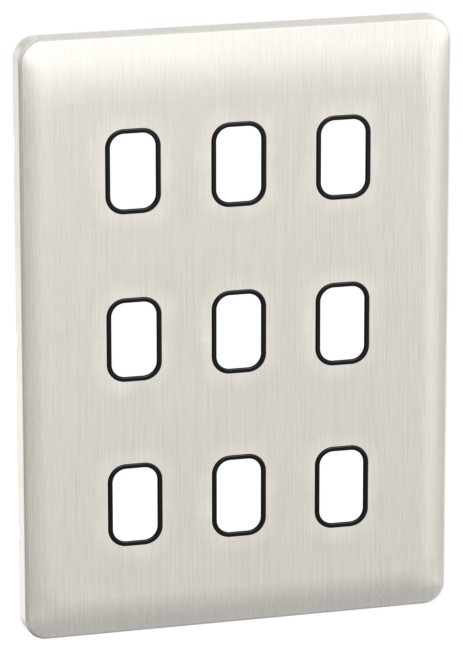 Schneider GGBL09GBSS 9 Gang Grid Faceplate Stainless Steel Black Insert