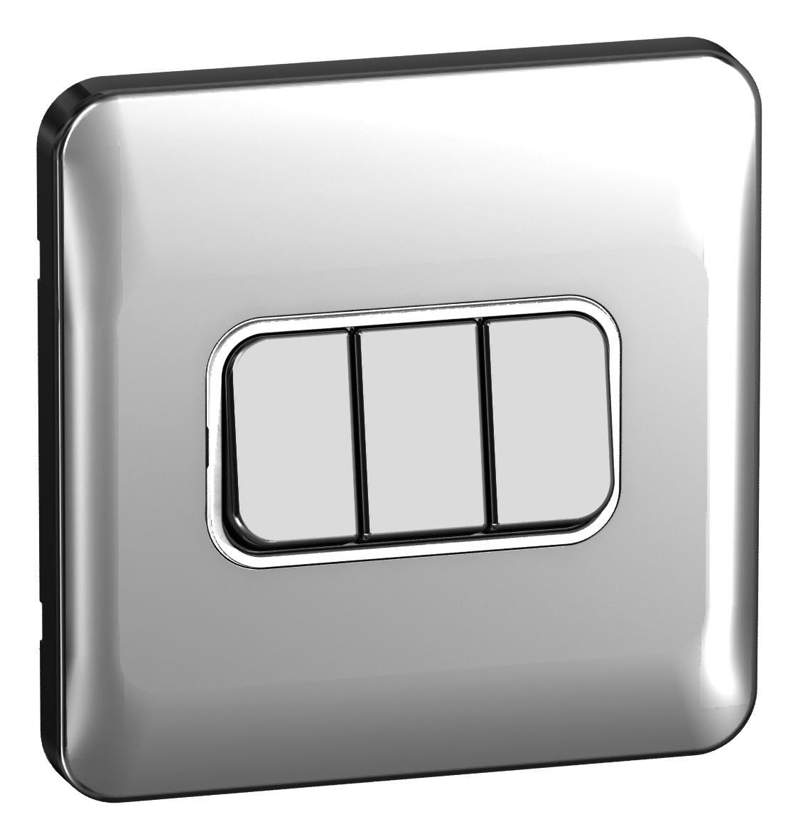 Schneider GGBL1032WPC 3 Gang 2 Way Switch Polished Chrome White Insert