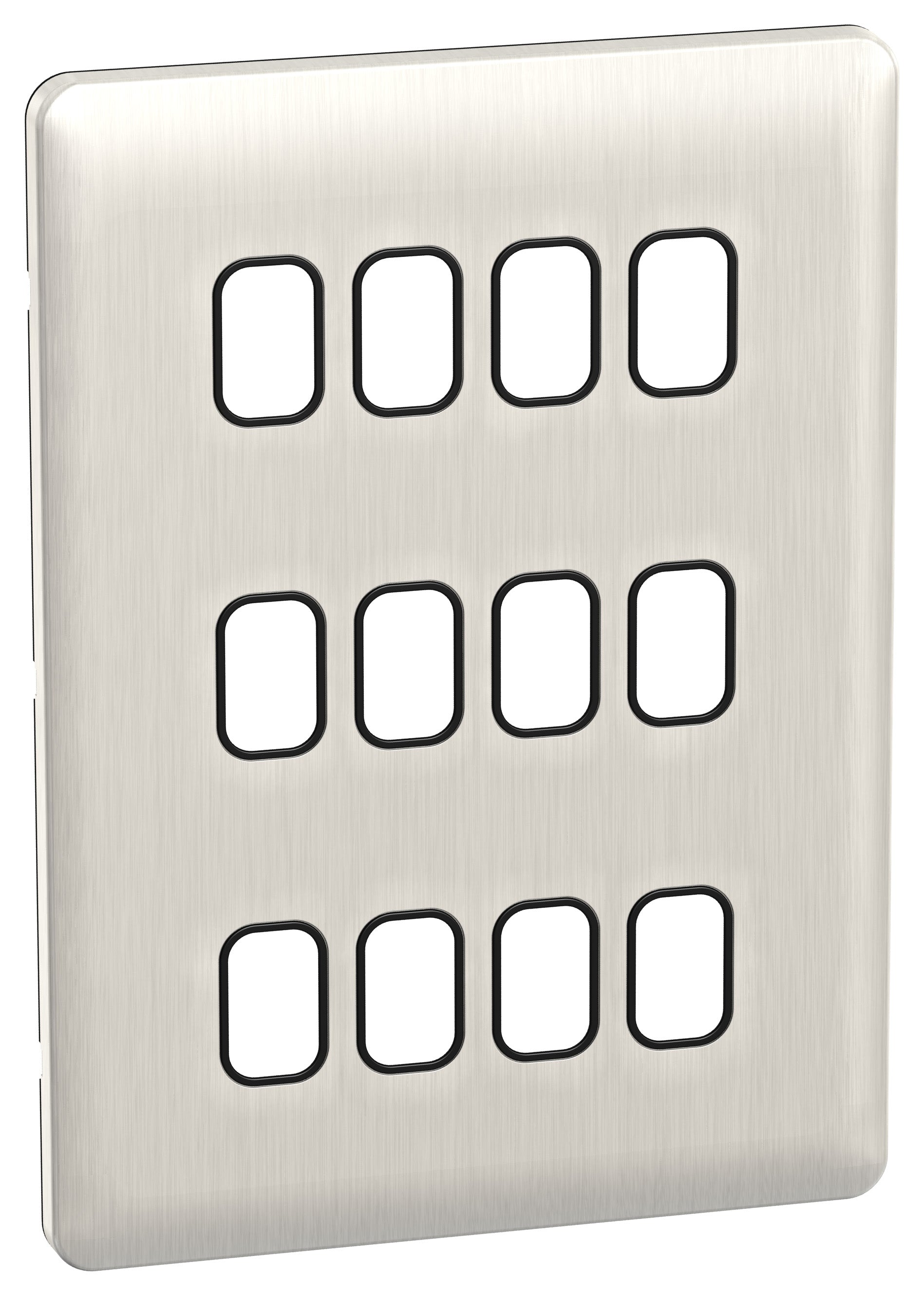 Schneider GGBL12GBSS 12 Gang Grid Faceplate Stainless Steel Black Insert