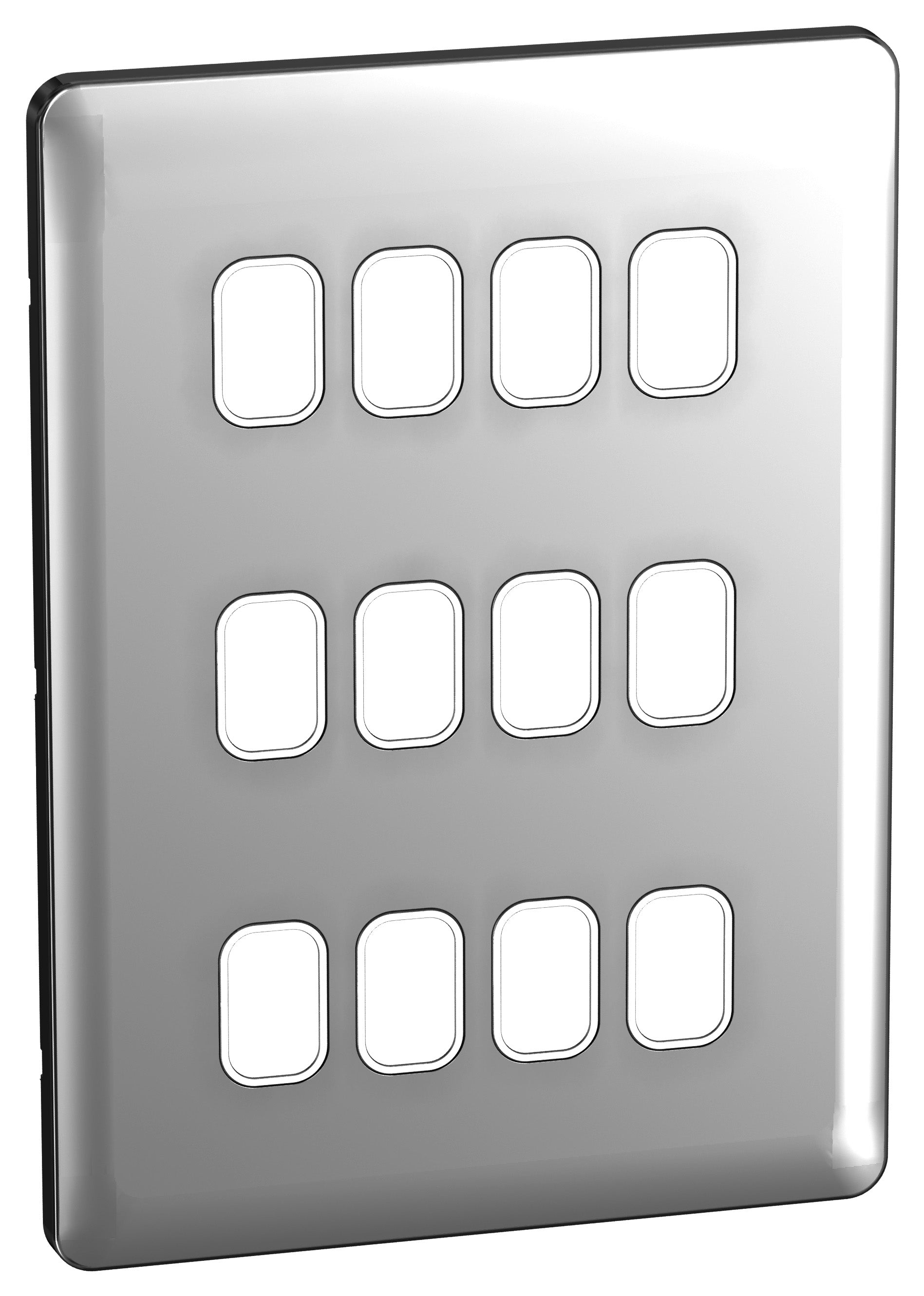 Schneider GGBL12GWPC 12 Gang Grid Faceplate Polished Chrome White Insert