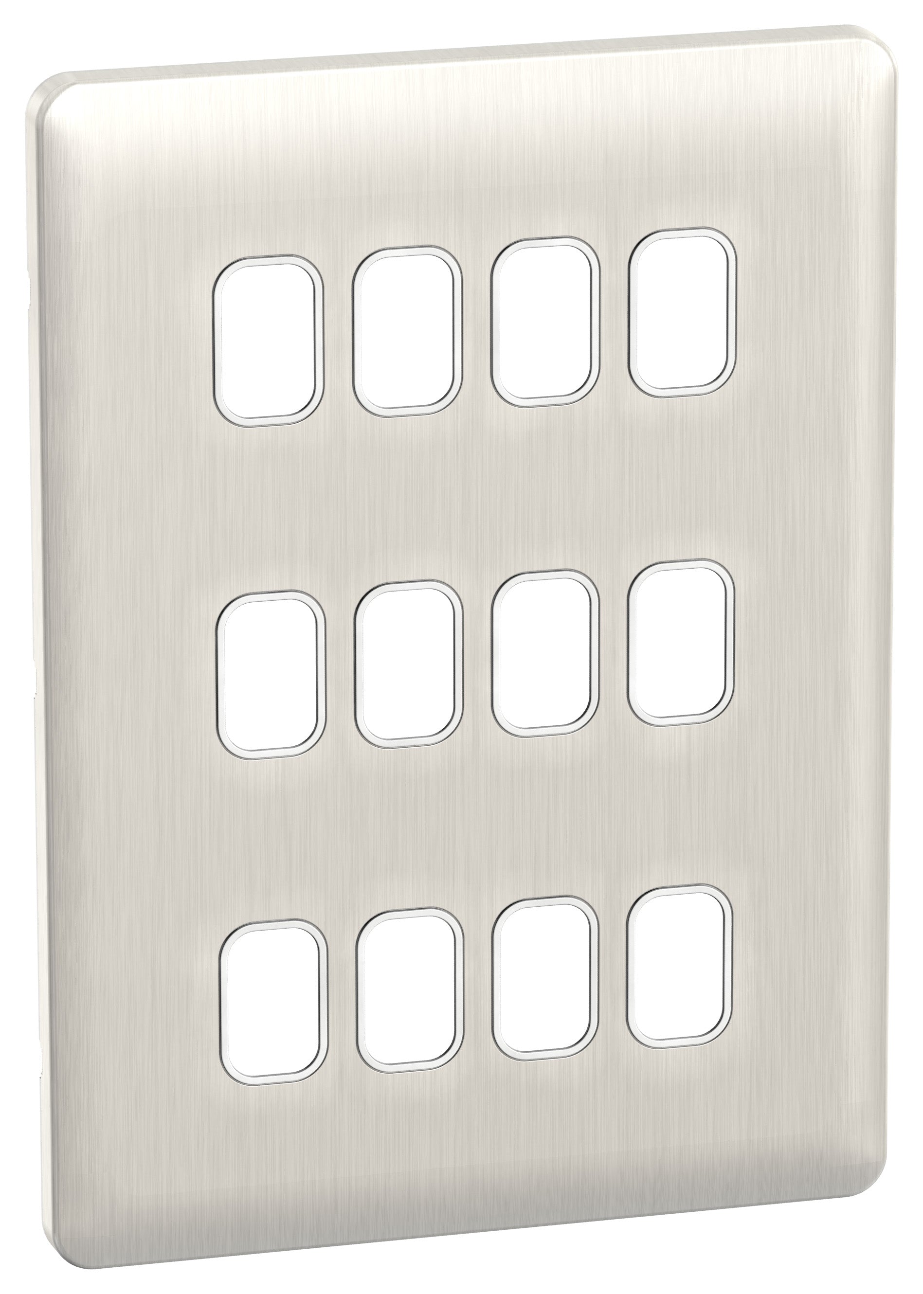 Schneider GGBL12GWSS 12 Gang Grid Faceplate Stainless Steel White Insert