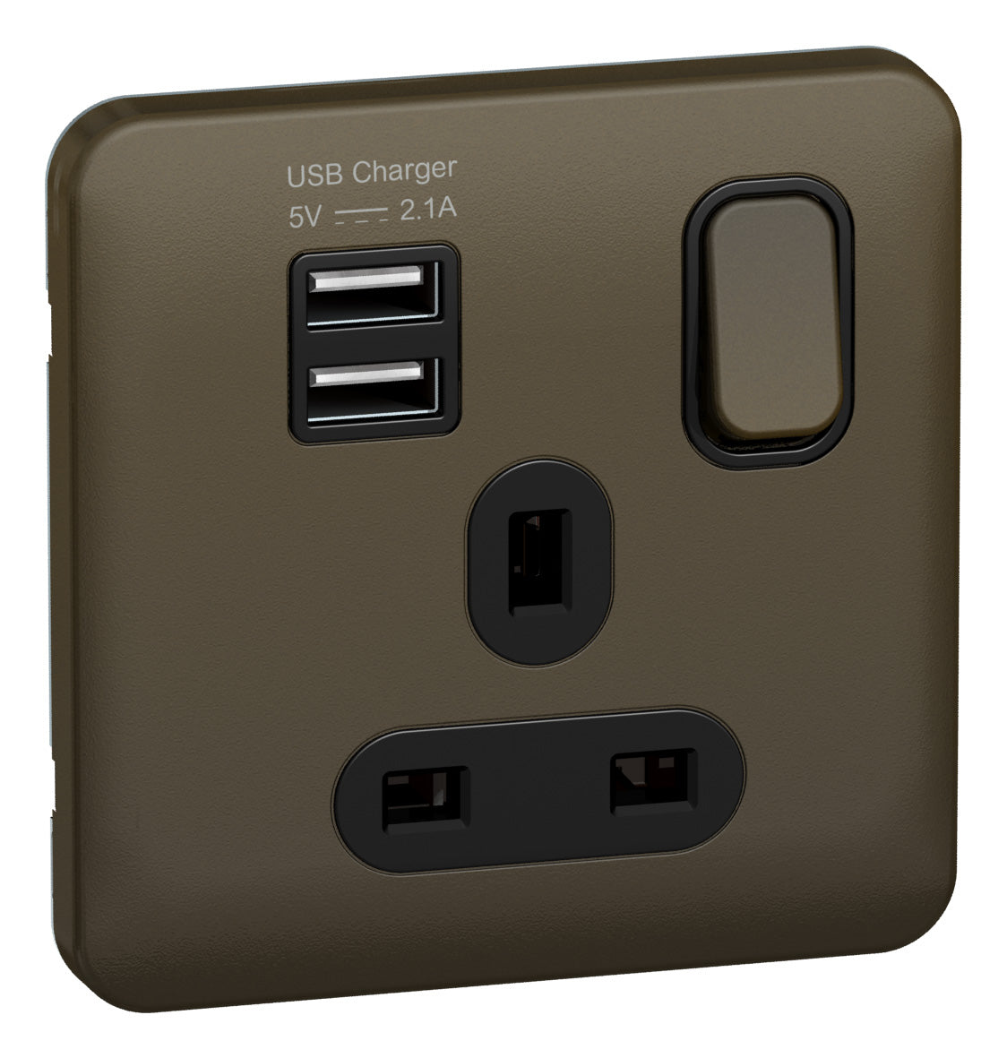 Schneider GGBL30102USBABMBS 1 Gang USB Socket Mocha Bronze Black Insert