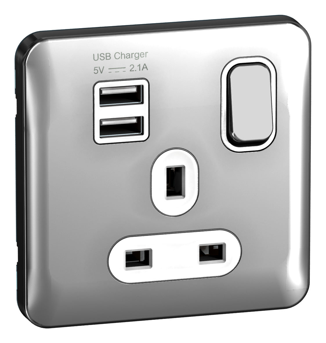 Schneider GGBL30102USBAWPCS 1 Gang USB Socket Polishe Chrome White Insert