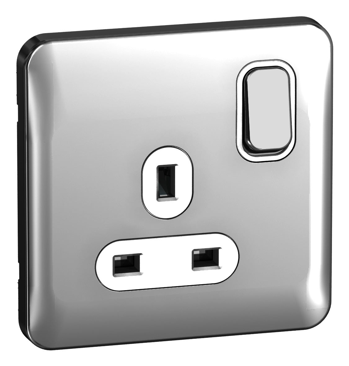 Schneider GGBL3010DWPC 1 Gang 13A DP Switched Socket Polished Chrome White Insert