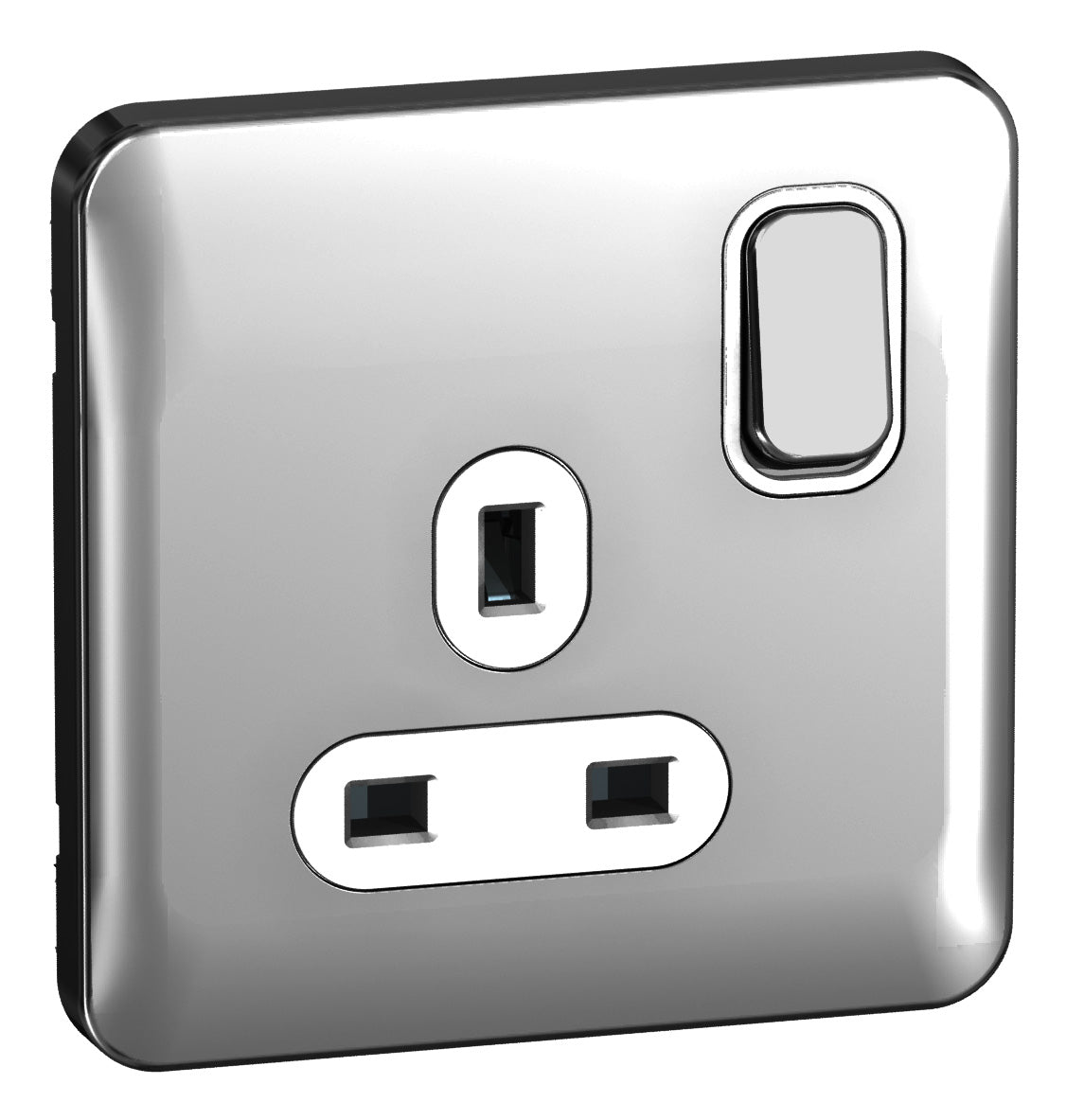 Schneider GGBL3010WPC 1 Gang 13A Switched Socket Polished Chrome White Insert