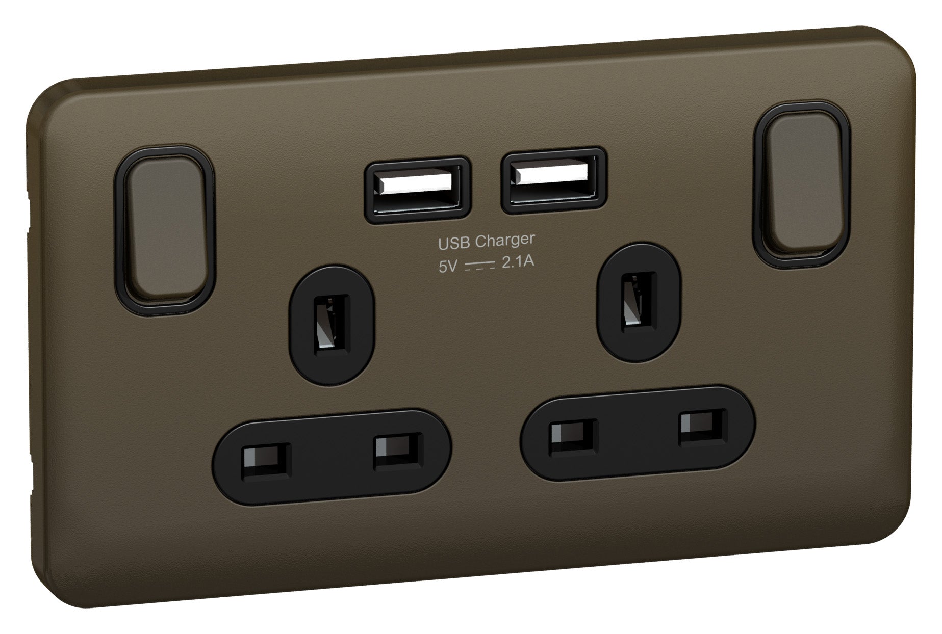 Schneider GGBL30202USBABMBS 2 Gang USB Socket Mocha Bronze Black Insert