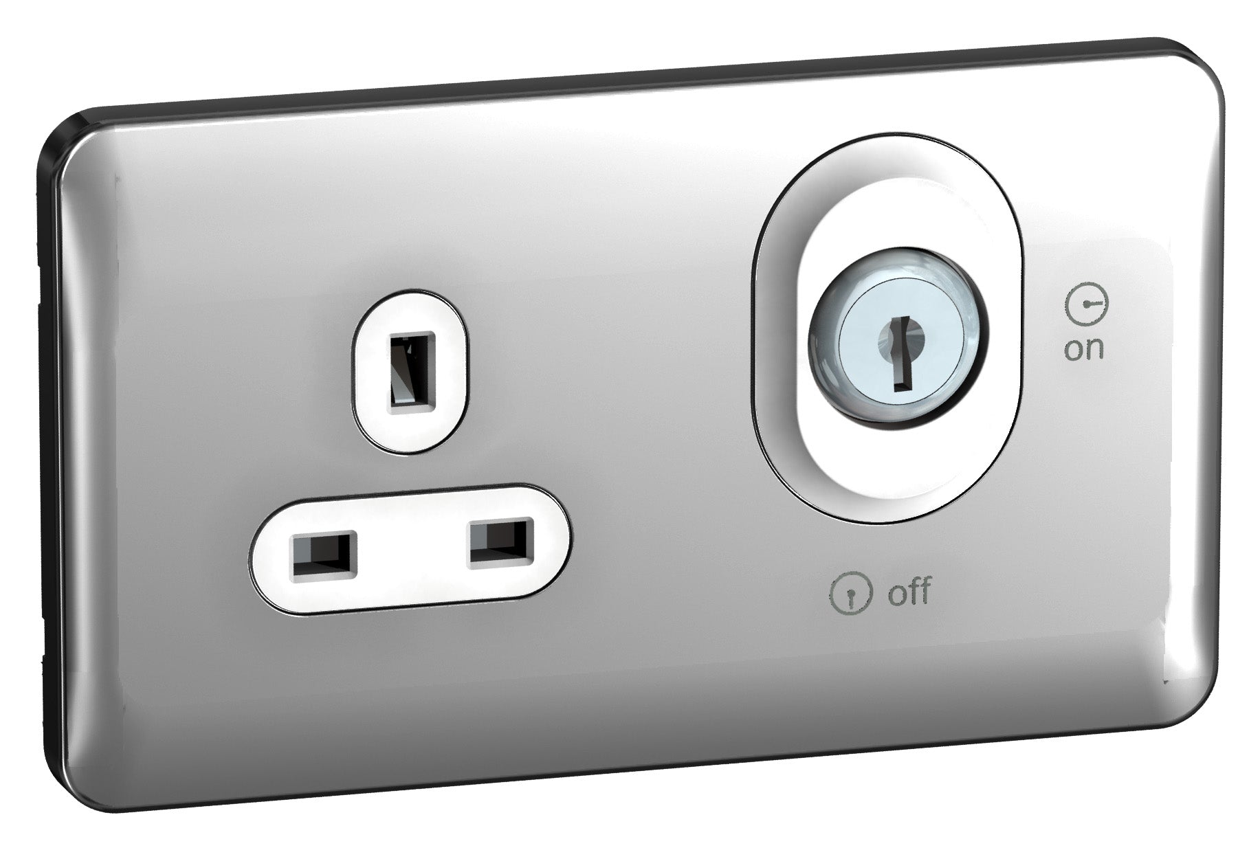 Schneider GGBL3060LWPC 2 Gang 13A DP Unswitched Lockable Socket Polished Chrome White Insert