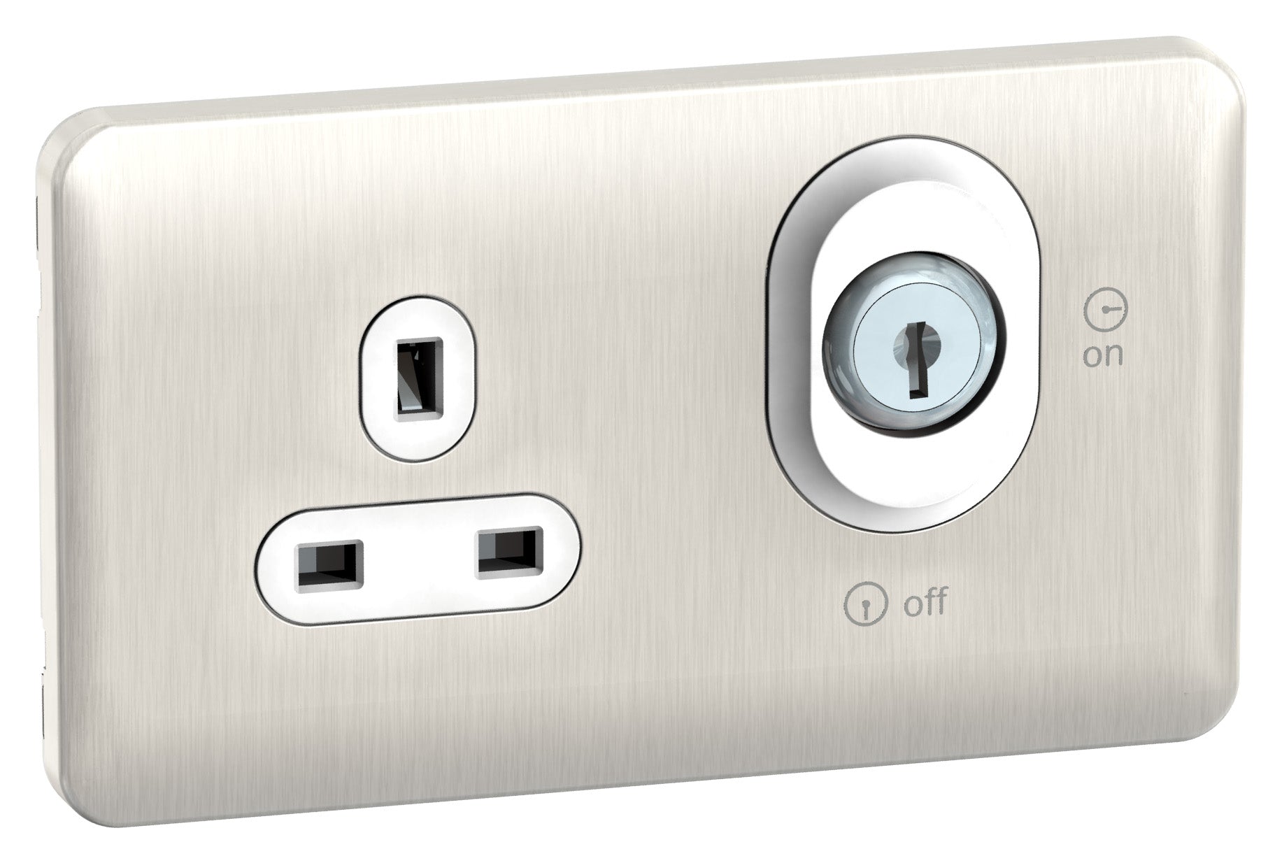 Schneider GGBL3060LWSS 2 Gang 13A DP Unswitched Lockable Socket Stainless Steel White Insert