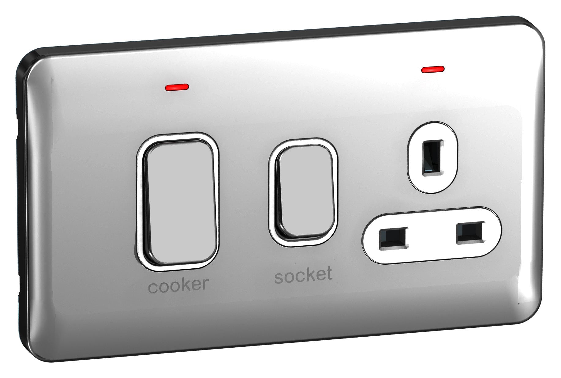 Schneider GGBL4001WPC 45A DP Cooker Control Unit with Neon Polished Chrome White Insert