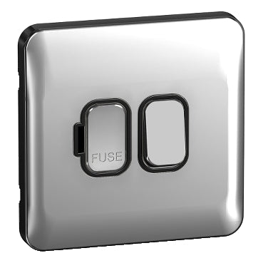 Schneider GGBL5010BPC 13A Switched Spur Polished Chrome Black Insert