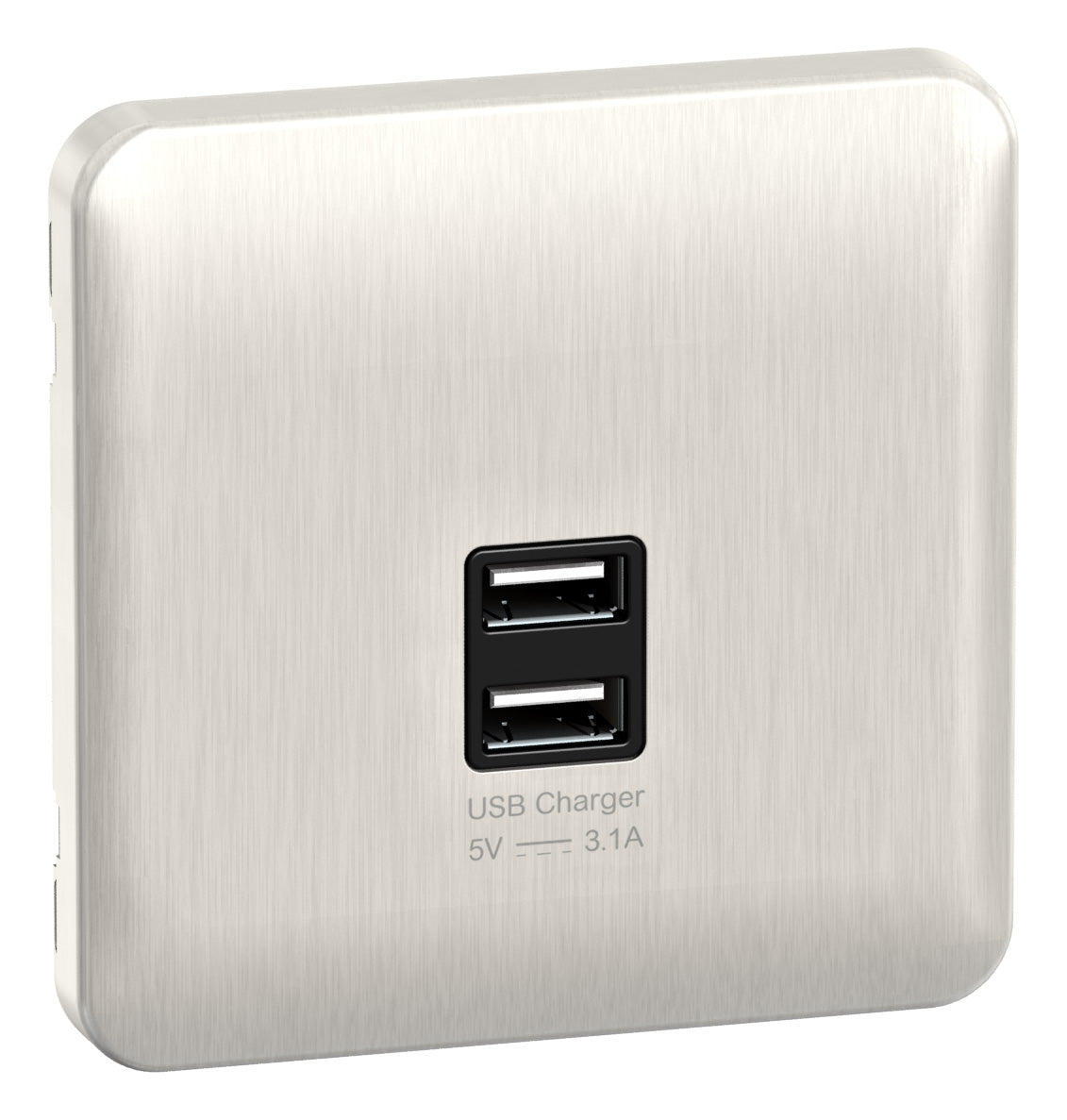 Schneider GGBL70042BSSS 1 Gang Twin USB Outlet Stainless Steel Black Insert