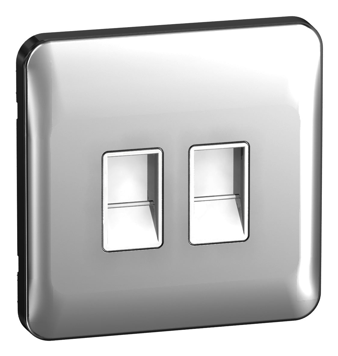 Schneider GGBL7072C6WPCS 1 Gang Twin RJ45 Cat 6 Data Outlet Polished Chrome White Insert