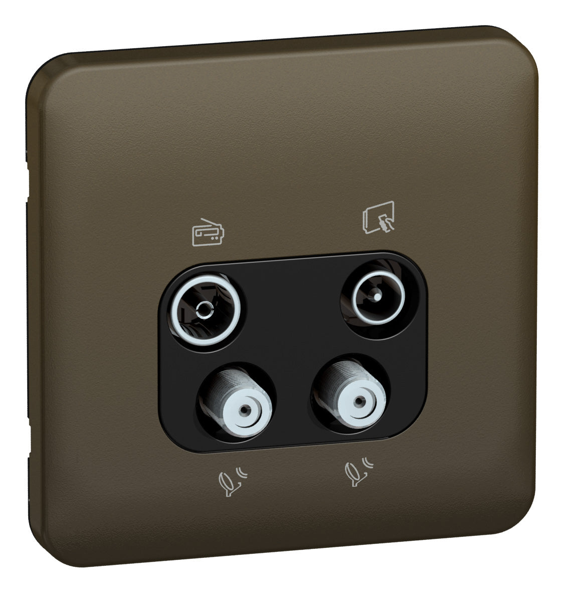 Schneider GGBL7074BMBS TV/FM/SAT1/SAT2 Quadplexer Outlet Mocha Bronze Black Insert