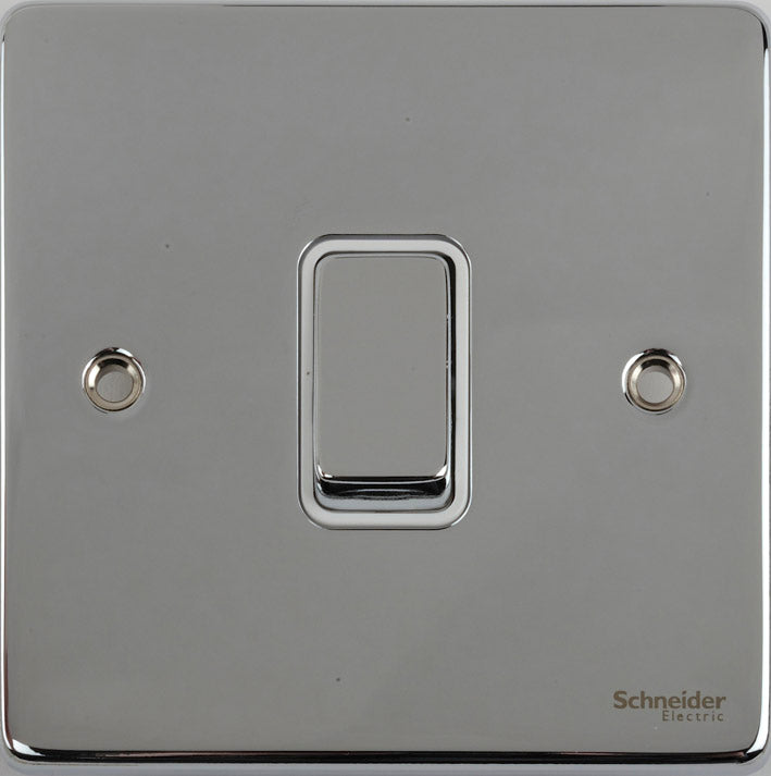 Schneider GU1212WPC 1 Gang 2 Way Switch Polished Chrome White Insert