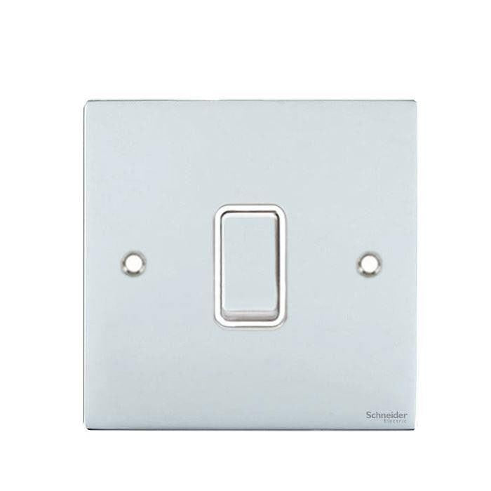 Schneider GU1214WPC 1 Gang Intermediate Switch Polished Chrome White Insert