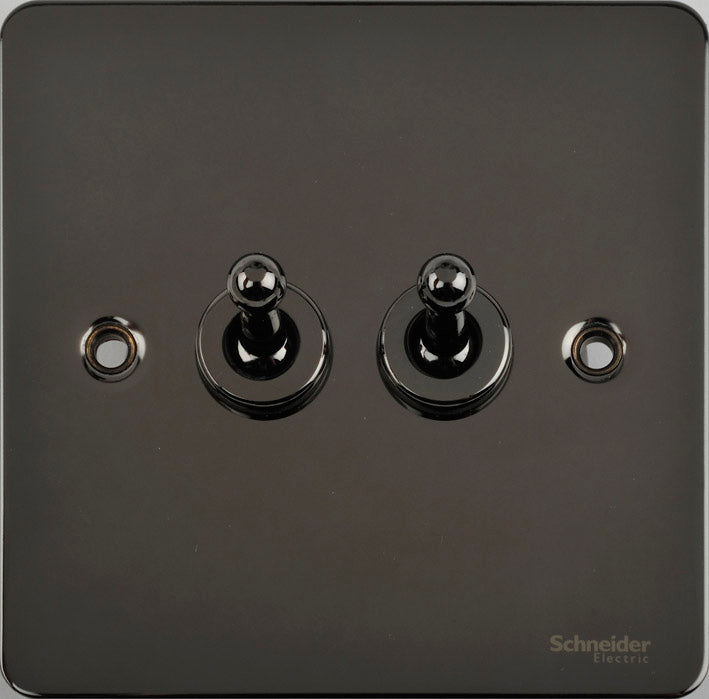 Schneider GU1222TBN 2 Gang 2 Way Toggle Switch Black Nickel