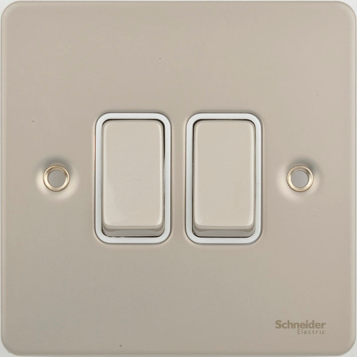 Schneider GU1222WPN 2 Gang 2 Way Switch Pearl Nickel