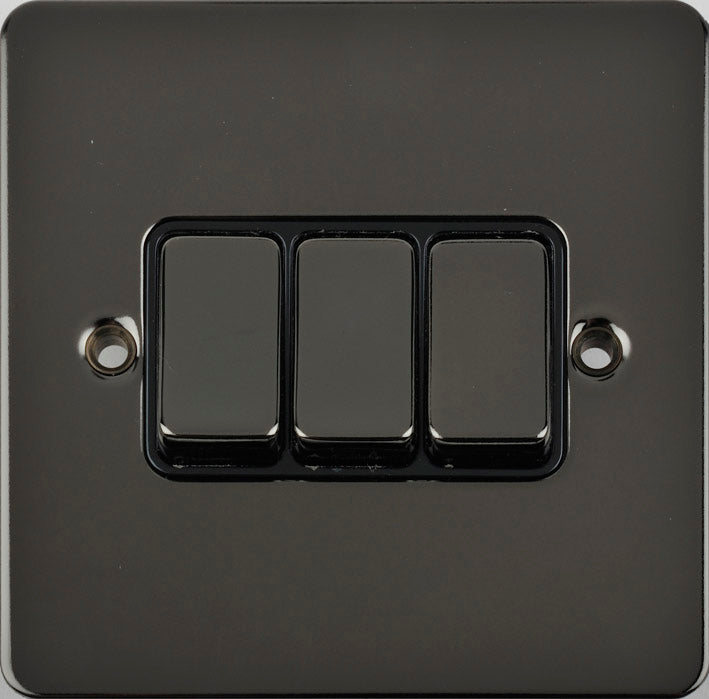 Schneider GU1232BBN 3 Gang 2 Way Switch Black Nickel