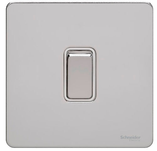 Schneider GU1412RWPC 1 Gang Retractive Switch Polised Chrome White Insert