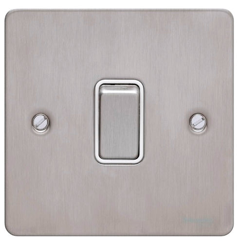 Schneider GU2210WSS 1 Gang 20A DP Switch Stainless Steel White Insert