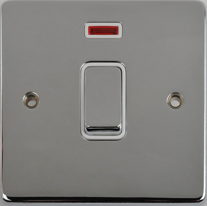 Schneider GU2211WPC 1 Gang 20A DP Switch with Neon Polished Chrome White Insert