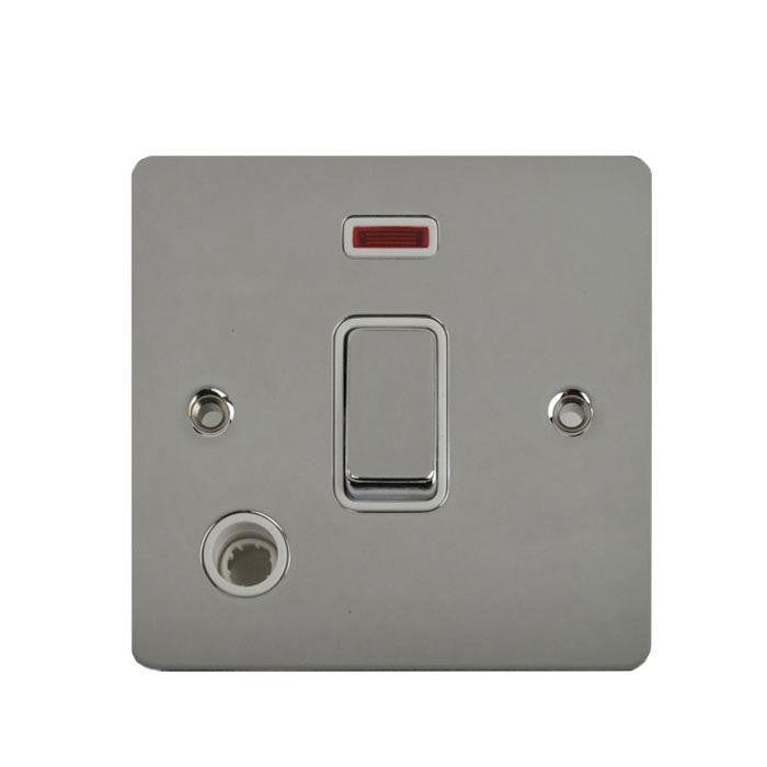 Schneider GU2214WPC 1 Gang 20A DP Switch with Neon and Flex Outlet Polished Chrome White Insert