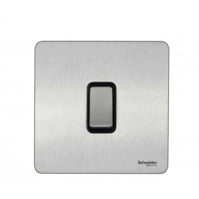 Schneider GU2410BSS 1 Gang 20A DP Switch Stainless Steel Black Insert