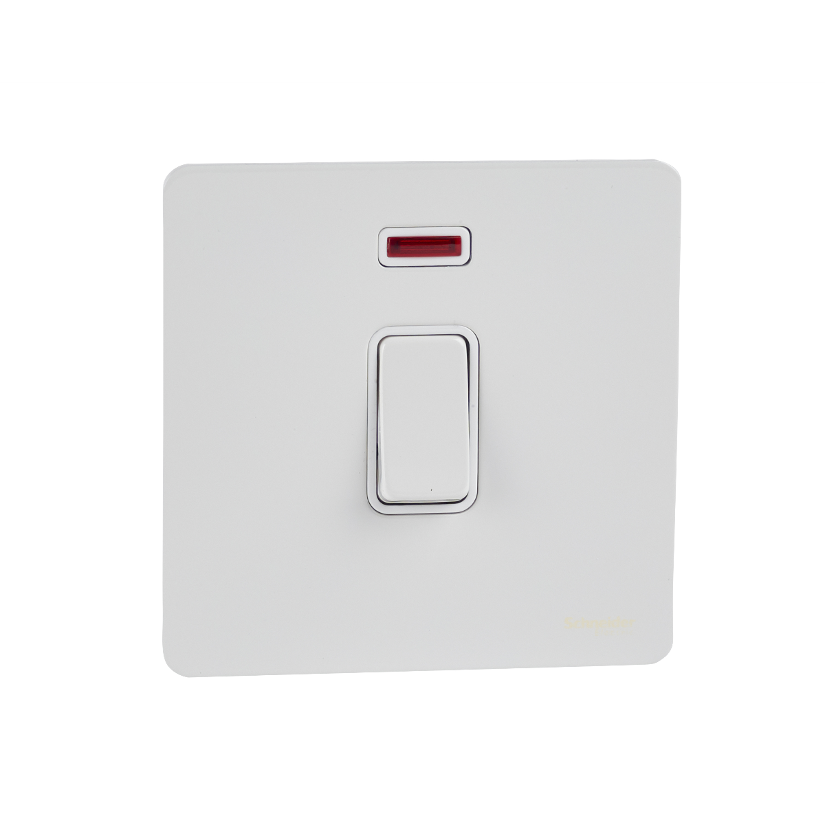 Schneider GU2411WPW 1 Gang 20A DP Switch with Neon White Metal