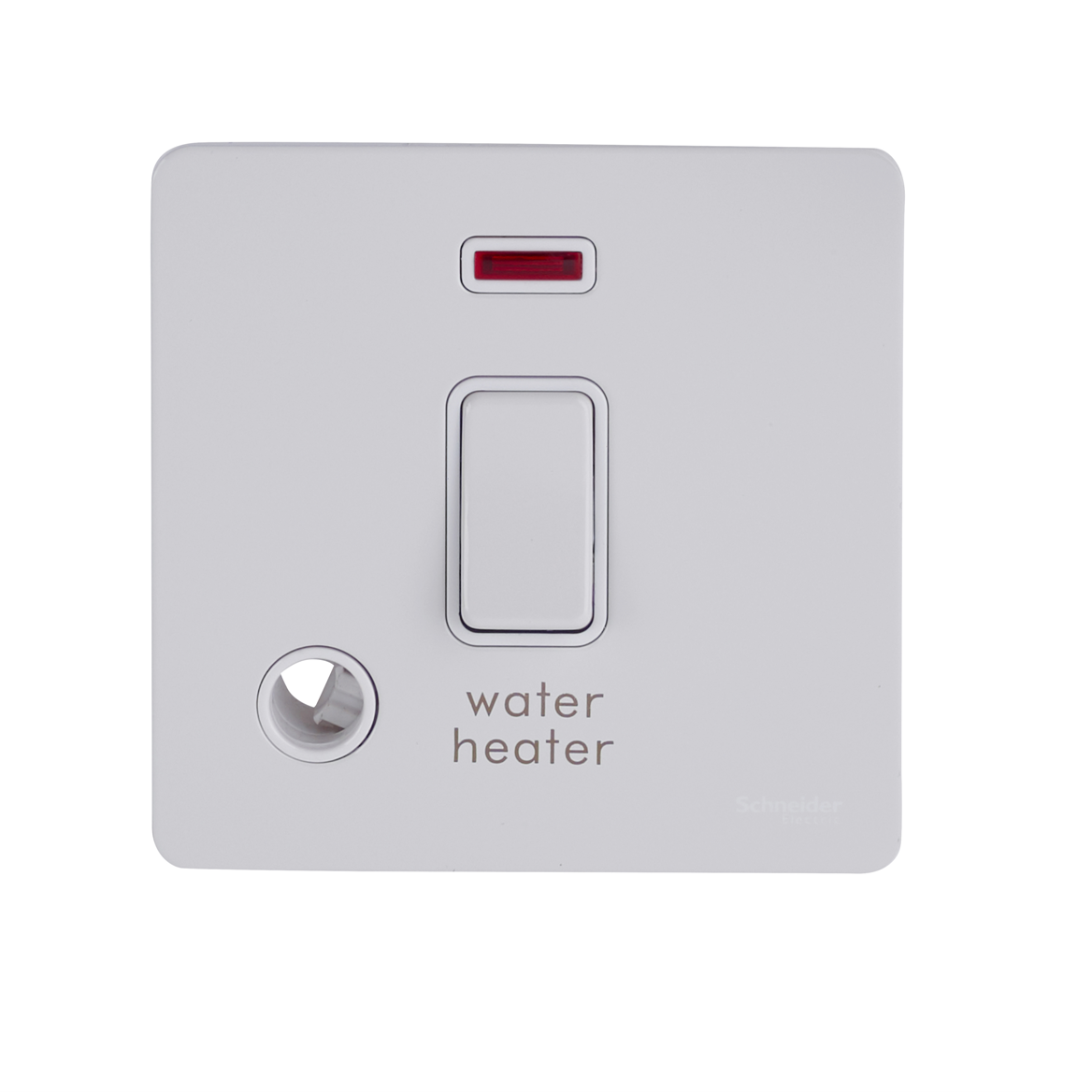 Schneider GU2414WHWPW 1 Gang 20A DP Water Heater Switch with Neon and Flex Outlet White Metal