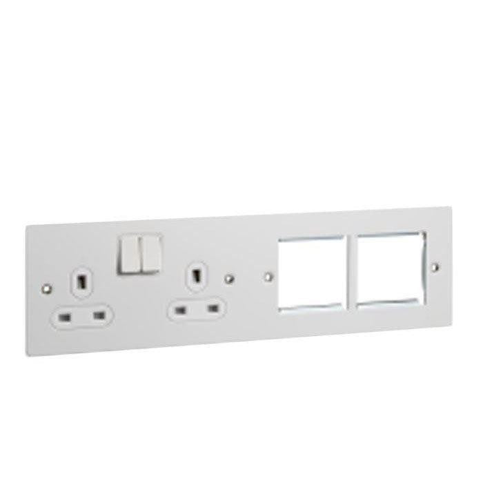 Schneider GU32202DMPWPW 1 x 2 Gang Socket and Media Combination Plate White Metal