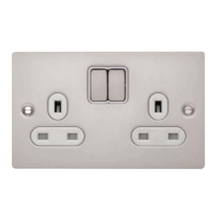 Schneider GU3220DWPN 2 Gang 13A DP Switched Socket Pearl Nickel