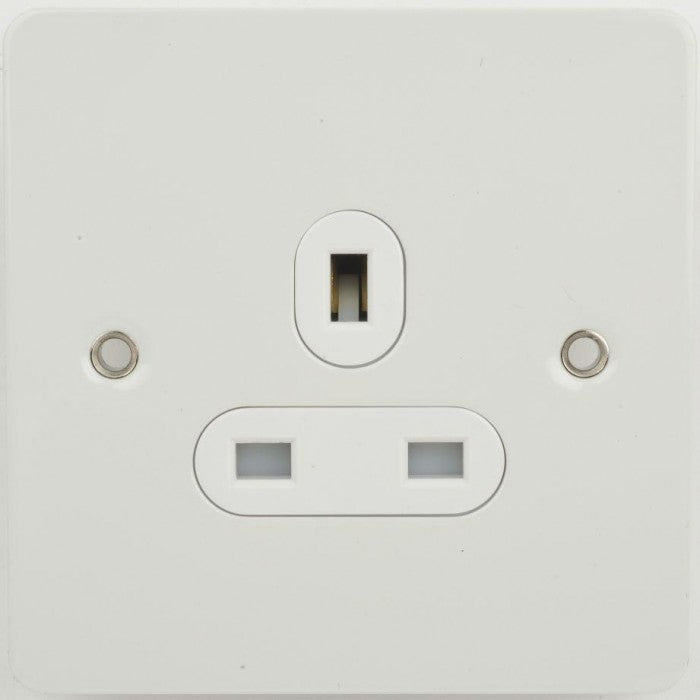 Schneider GU3250WPW 1 Gang 13A Unswitched Socket White Metal