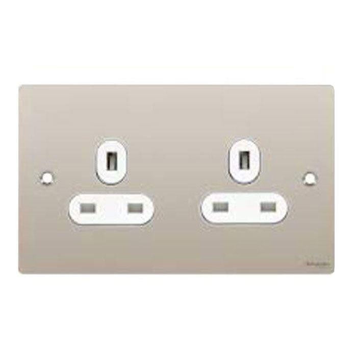 Schneider GU3260WPN 2 Gang 13A Unswitched Socket Pearl Nickel