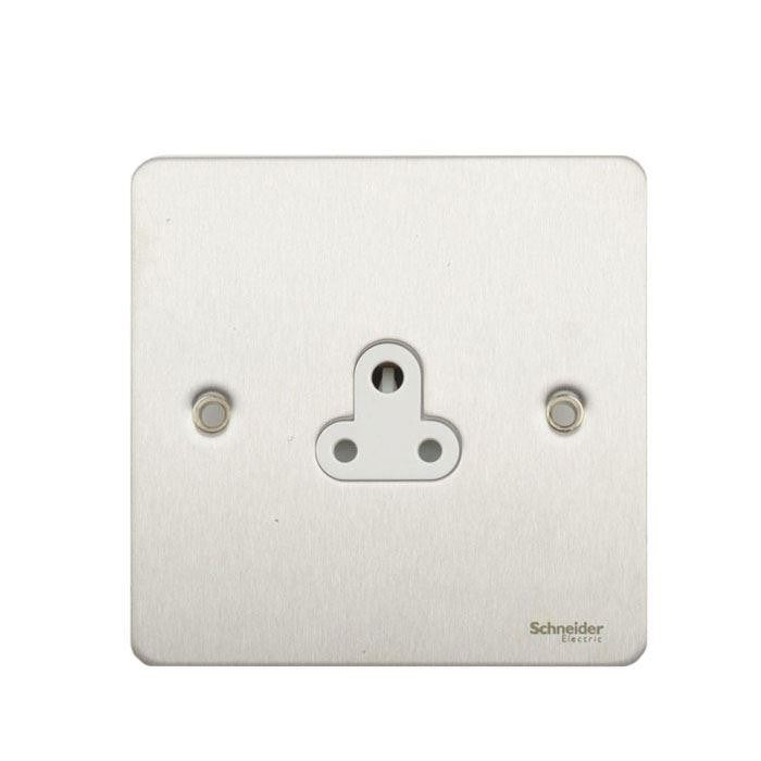 Schneider GU3270WSS 1 Gang 2A Unswitched Socket Stainless Steel White Insert