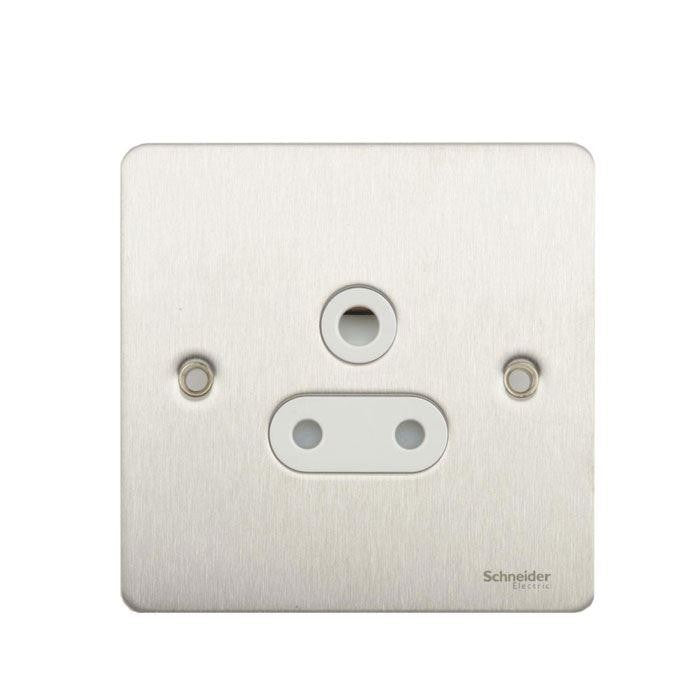 Schneider GU3280WSS 1 Gang 5A Unswitched Socket Stainless Steel White Insert