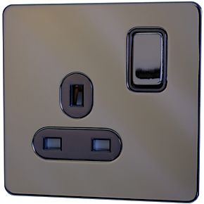 Schneider GU3410BBN 1 Gang 13A Switched Socket Black Nickel